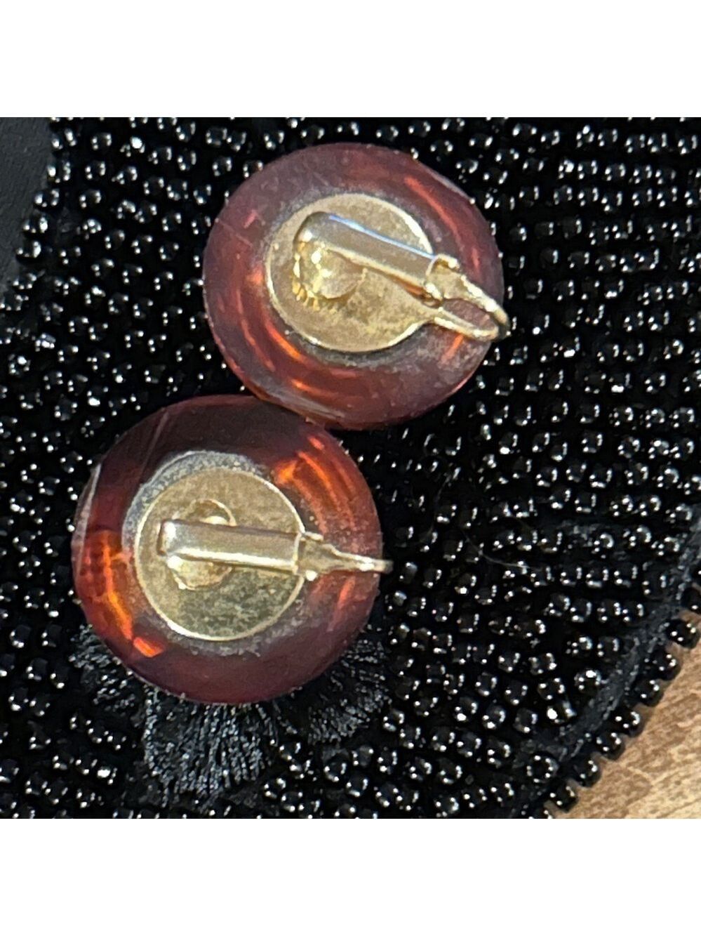 Vintage 1950 Round Completely Translucent Orange Earrings Acrylic Look excellent - Picture 6 of 6